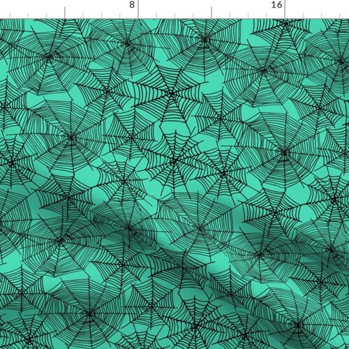 Spider  Fabric Spiderwebs Turquoise Black by Cecca Etsy