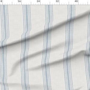 Blue Ticking Stripe Fabric - French Provincial by kittenlane - French Farmhouse Country Rustic Neutral Fabric by the Yard by Spoonflower afbeelding 2