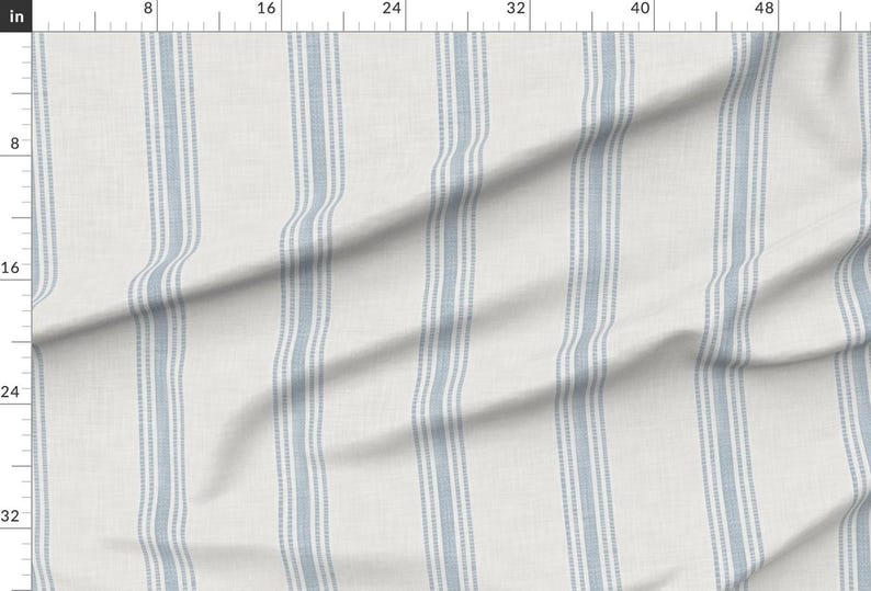 Blue Ticking Stripe Fabric - French Provincial by kittenlane - French Farmhouse Country Rustic Neutral Fabric by the Yard by Spoonflower afbeelding 2