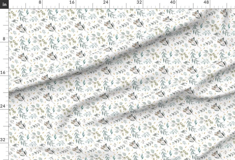 Foliage Fabric - Eucalyptus Leaves + Gold Flecks || Australian Native Leaves + Foliage By Erin Kendal - Foliage Fabric With Spoonflower image 2