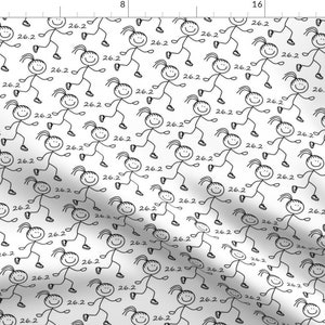 Marathon Runner Fabric - Girl Runners-26.2 By Lilcubby - Runner Girl Woman Marathon Stick Figure Cotton Fabric By The Yard With Spoonflower