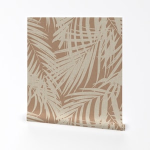 Tan Palm Fronds Removable Peel and Stick Wallpaper - Earthy Tropical Neutral Botanical - Wall Art Wall Decor - Palm Leaf by sunny_afternoon