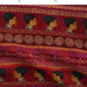 Africa Inspired Fabric - The Strength Of Women By Vo Aka Virginiao - African Art Global Cultural Cotton Fabric By The Yard With Spoonflower