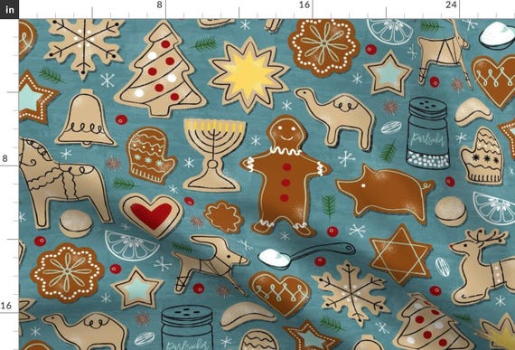 Christmas Cookies Winter Fabric - Holiday Sweetness By Lellobird - Winter Dessert Holiday Cotton Fabric By The Yard With Spoonflower
