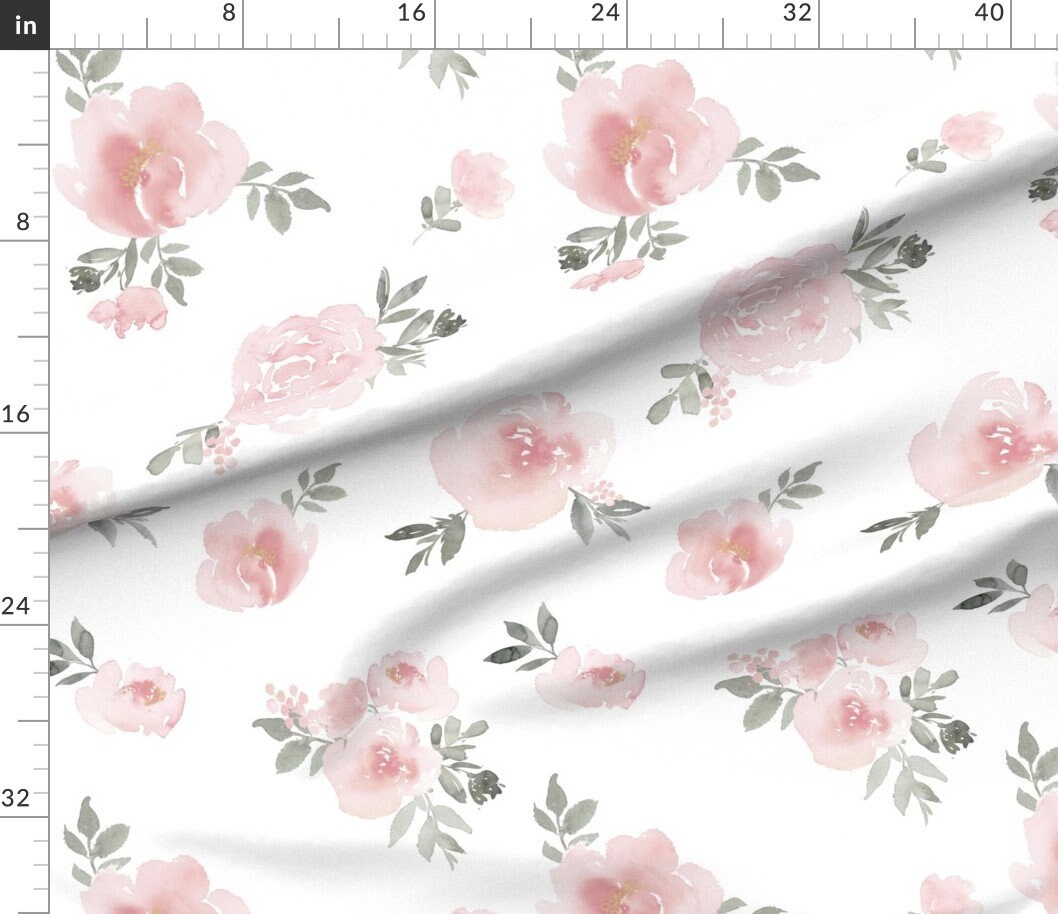 Blush Floral Fabric Dreamy Floral Pink By Etsy Canada