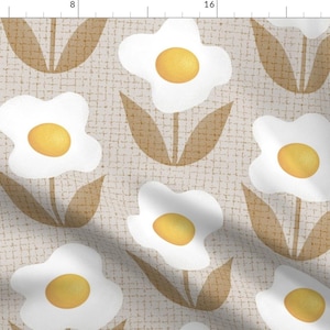 Retro Geometric Fabric - Fried Egg Flowers by bobbieval - Kitsch Kitchen Mid Century Modern Retro 1960s Fabric by the Yard by Spoonflower