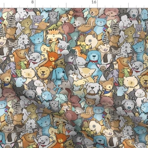 Cartoon Pets Animals Fabric - Pet Rescue By Henberry - Pets Animal Nursery Children's Decor Cotton Fabric By The Yard With Spoonflower