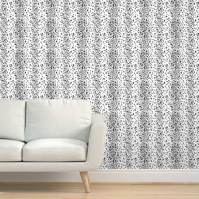 Black and White Wallpaper Charcoal Dots by Domesticate - Etsy