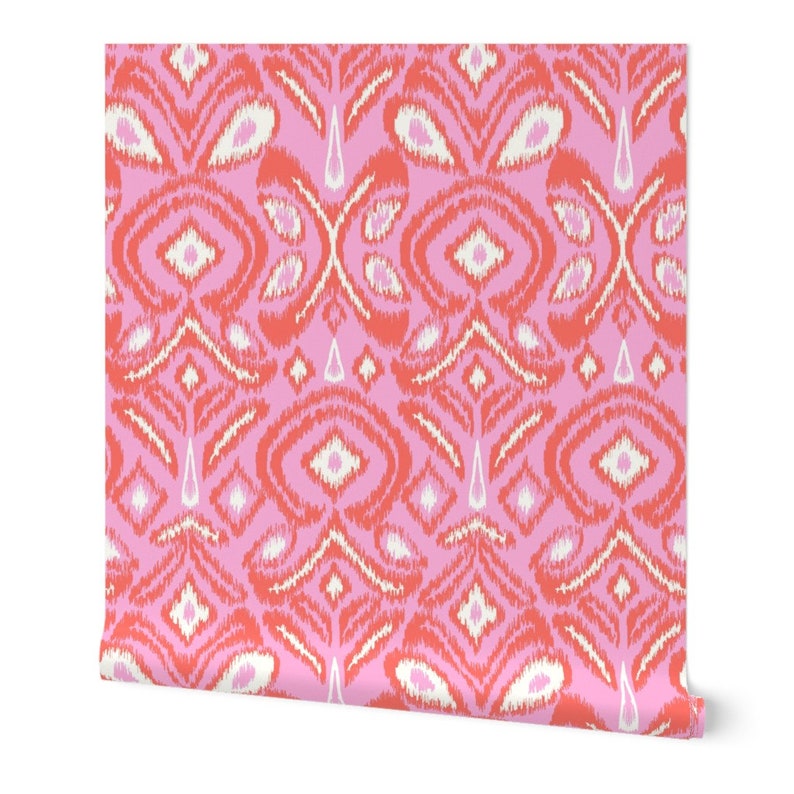 Ikat Wallpaper Ikat Flower by Vivdesign Colorful Jumbo Etsy