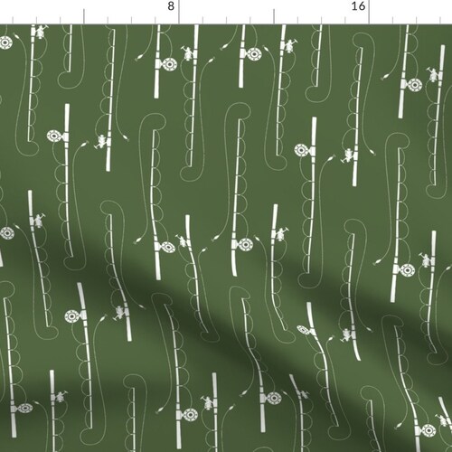 Fishing Fabric Fishing Poles on Navy by Buckwoodsdesignco Etsy