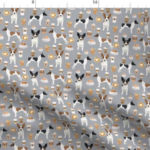 Rat Terrier + Coffee Fabric - Rat Terrier Dog Fabric Coffee By Petfriendly - Rat Terrier Dog Cotton Fabric By The Yard With Spoonflower