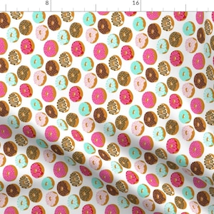Food Fabric - (Railroaded) Donuts Pink Chocolate Strawberry By Charlottewinter - Donut Cotton Fabric By The Yard With Spoonflower