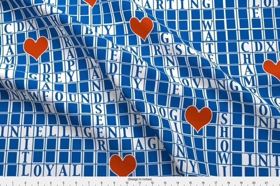 Newfoundland Love Crossword Fabric Newfoundland Dog Xword Etsy