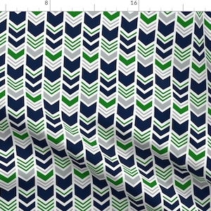 Seattle Football Fabric - Chevron Navy/Grey/Custom Green By Littlearrowdesign Classic Tailgate - Cotton Fabric By The Yard With Spoonflower
