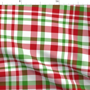 Classic Plaid Fabric - Holiday Plaid By Argenti - Classic Plaid Red Green White Christmas Tartan Cotton Fabric By The Yard With Spoonflower