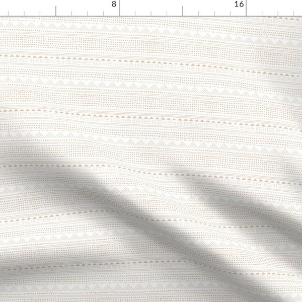 Mudcloth Fabric - Scandinavian Nursery by littlesmilemakers - Neutral Beige White Traditional Faux Texture Fabric by the Yard by Spoonflower