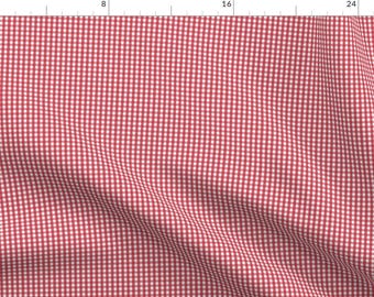Red Gingham Picnic Blanket Fabric - Tiny Gingham Red By Misstiina - Gingham Red Geometric Cotton Fabric By The Yard With Spoonflower
