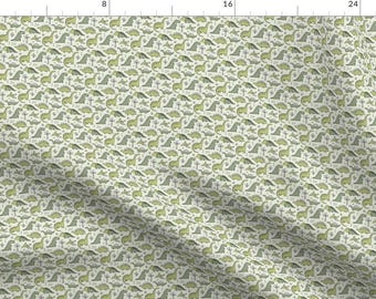 Tiny Dinos Fabric - Dinosaurs In Green Tiny Small by caja_design - Dinosaurs Kids Gender Neutral Green Fabric by the Yard by Spoonflower