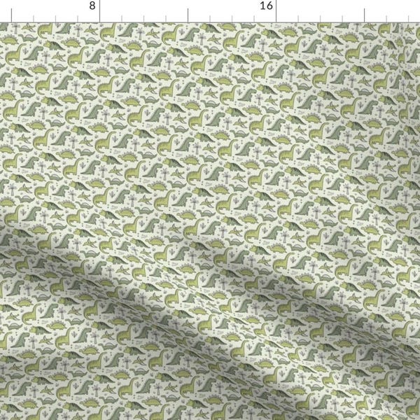 Tiny Dinos Fabric - Dinosaurs In Green Tiny Small by caja_design - Dinosaurs Kids Gender Neutral Green Fabric by the Yard by Spoonflower