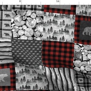 Rustic Cheater Quilt Fabric - Urban Cowboy Patchwork By Thecalvarium - Rustic Baby Cheater Quilt Cotton Fabric By The Yard With Spoonflower