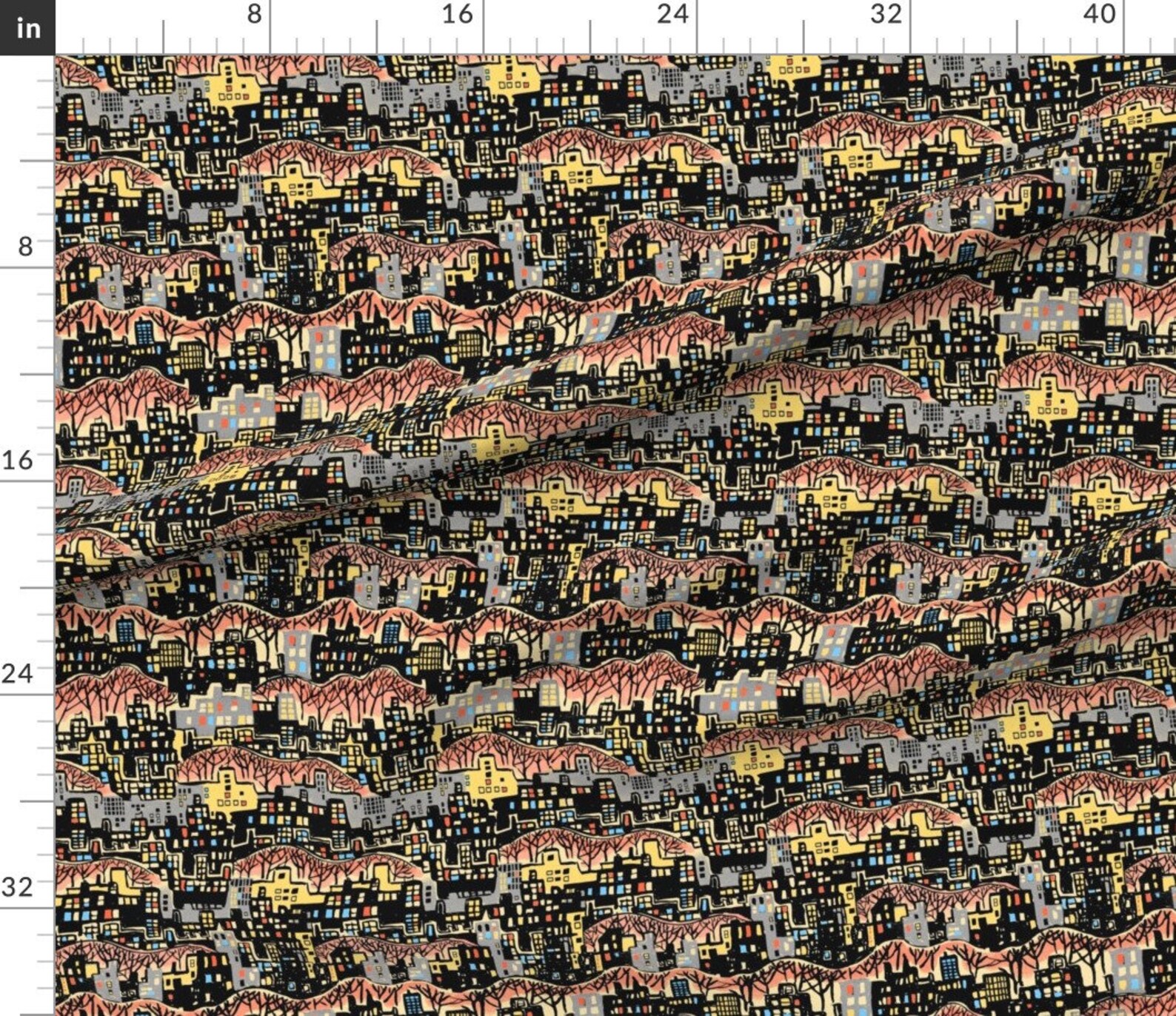 Rainbow Cityscape Fabric Cityscape Multi Color by Vinpauld Etsy Australia