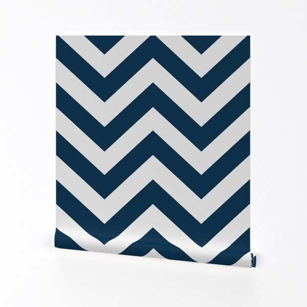 Navy and White Chevron Wallpaper Etsy