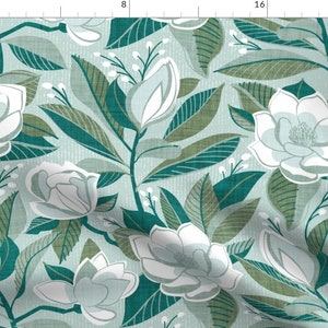 Boho Fabric - Bucolic Magnolia  by selmacardoso -  Floral Magnolia Wedding Flowers Leaves Bohemian Rustic Fabric by the Yard by Spoonflower