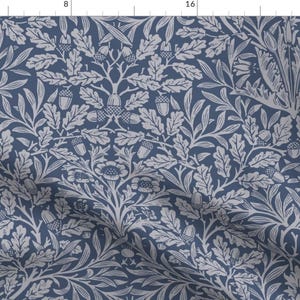 Blue Victorian Apparel Fabric - Acorn William Morris by old_and_elegant - Art Nouveau Dark Slate Blue Acorn Clothing Fabric by Spoonflower