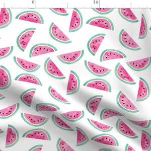 Watermelon Fabric - Watercolor Watermelon Custom Fabric By Little Arrow Design - Watermelon Cotton Fabric By The Yard with Spoonflower