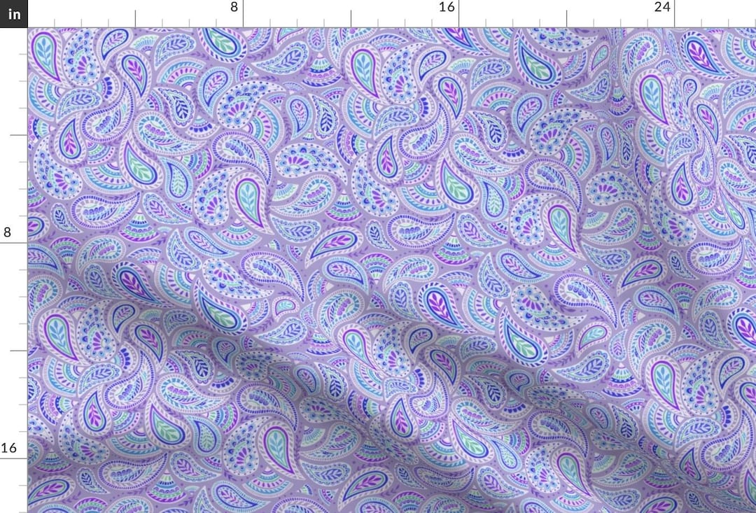 Paisley Fabric - Purple Paisley by Janetbroxon - Lavender Blue ...