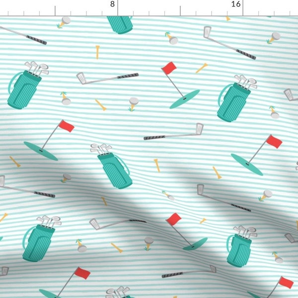 Golf Fabric - Tee Time Golf Themed Fabric By Littlearrowdesign - Golf Stripes Baby Boy Nursery Cotton Fabric By The Yard With Spoonflower
