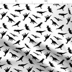 Dinosaur Fabric - Dinos // black and white By Littlearrowdesign - Dino Cotton Fabric By The Yard With Spoonflower