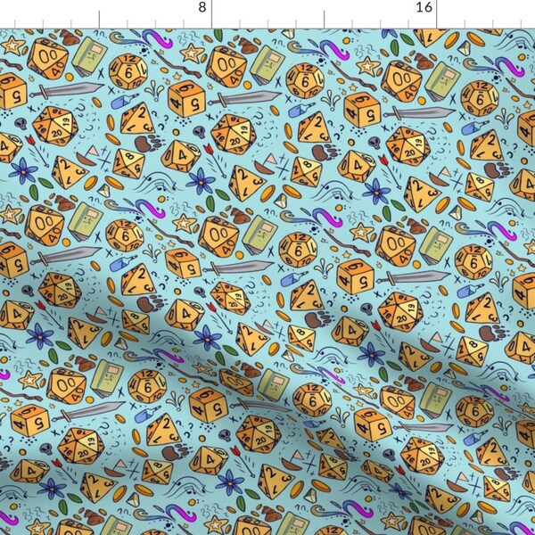 Tabletop Adventure Fabric - Dice Pattern Alt Colors 3 By Neonborealis - Role Playing Game Gaming Cotton Fabric By The Yard With Spoonflower