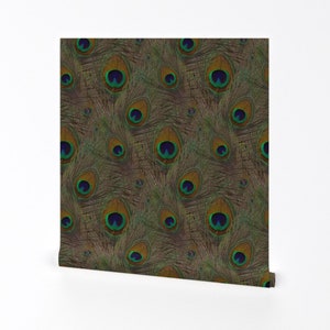 Peacock Wallpaper - The Great Wall Of Peacock By Peacoquettedesigns - Custom Printed Removable Self Adhesive Wallpaper Roll by Spoonflower