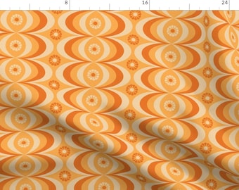 Retro Fabric - Orange Ogee by lr-studio -  Geometric Ogee Groovy Mid Century Modern Stripe 1970s Hippy Fabric by the Yard by Spoonflower