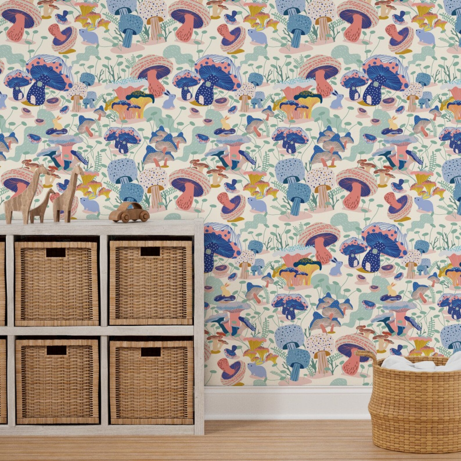 Mushroom Wallpaper Whimsical Mushroom Garden by Narae Studio - Etsy