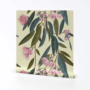 Australian Wallpaper - Pink Eucalyptus By Art Katerina - Australian Custom Printed Removable Self Adhesive Wallpaper Roll by Spoonflower
