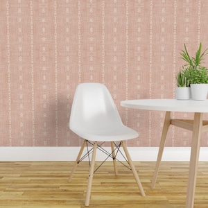 Papel pintado autoadhesivo rosa rubor - Diseño geométrico desgastado - Decoración de pared removible - Playa Tribal Stripe Pink de holli_zollinger