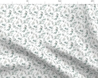 Green Botanical Fabric - 2 Inch Eucalyptus Leaves Australiana Australia Botanical Small Leaf By Erin Kendal - 2 Inch Fabric With Spoonflower
