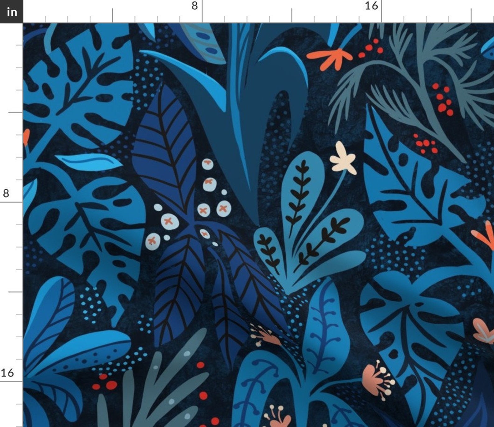 Dark Blue Jungle Fabric Jungle Night by Creativeinchi - Etsy UK