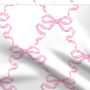 Rococo Ribbon Fabric - Large Ribbon Trellis by danika_herrick - Pink On White Traditional Classic Feminine Fabric by the Yard by Spoonflower