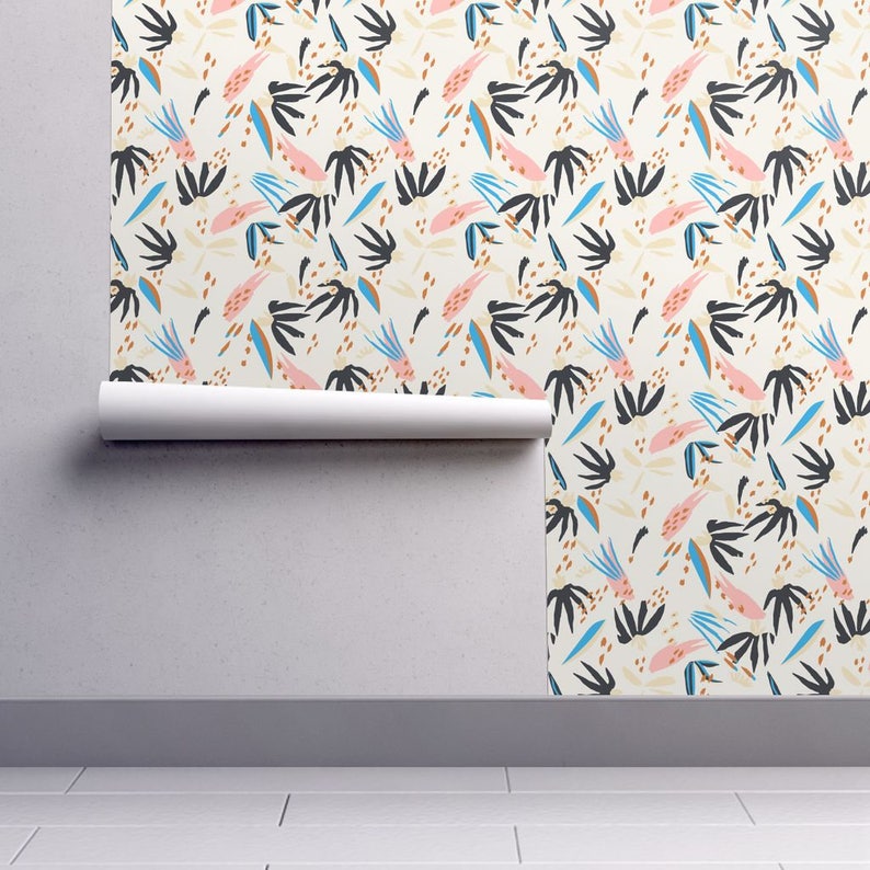 Modern Abstract Wallpaper Adobo Multi By Holli Zollinger Geometric Custom Printed Removable Self Adhesive Wallpaper Roll by Spoonflower