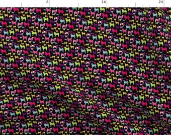Pug Fabric - Pug Fabric By Lil Creatures - Pugs Dog Breed Black Pink Green Yellow Blue Pet Decor Cotton Fabric By The Yard With Spoonflower