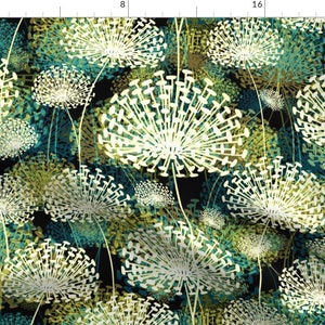 Mid Century Mod Fabric - Dandelions by chicca_besso - Floral Large Scale Vintage Inspired Garden Nature Fabric by the Yard by Spoonflower