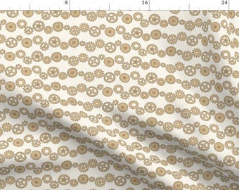 Steampunk Cogs Fabric - Steampunk Cogs By Hazel Fisher Creations- Steampunk Cogs Gears Mechanical Cotton Fabric By The Yard With Spoonflower