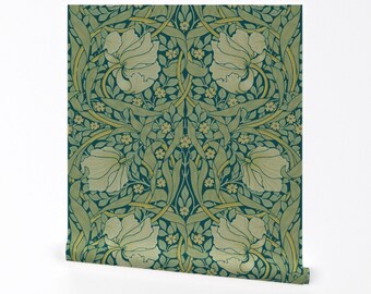 Victorian Wallpaper - Antiqued Pimpernel by peacoquettedesigns - English William Morris Removable Peel and Stick Wallpaper by Spoonflower