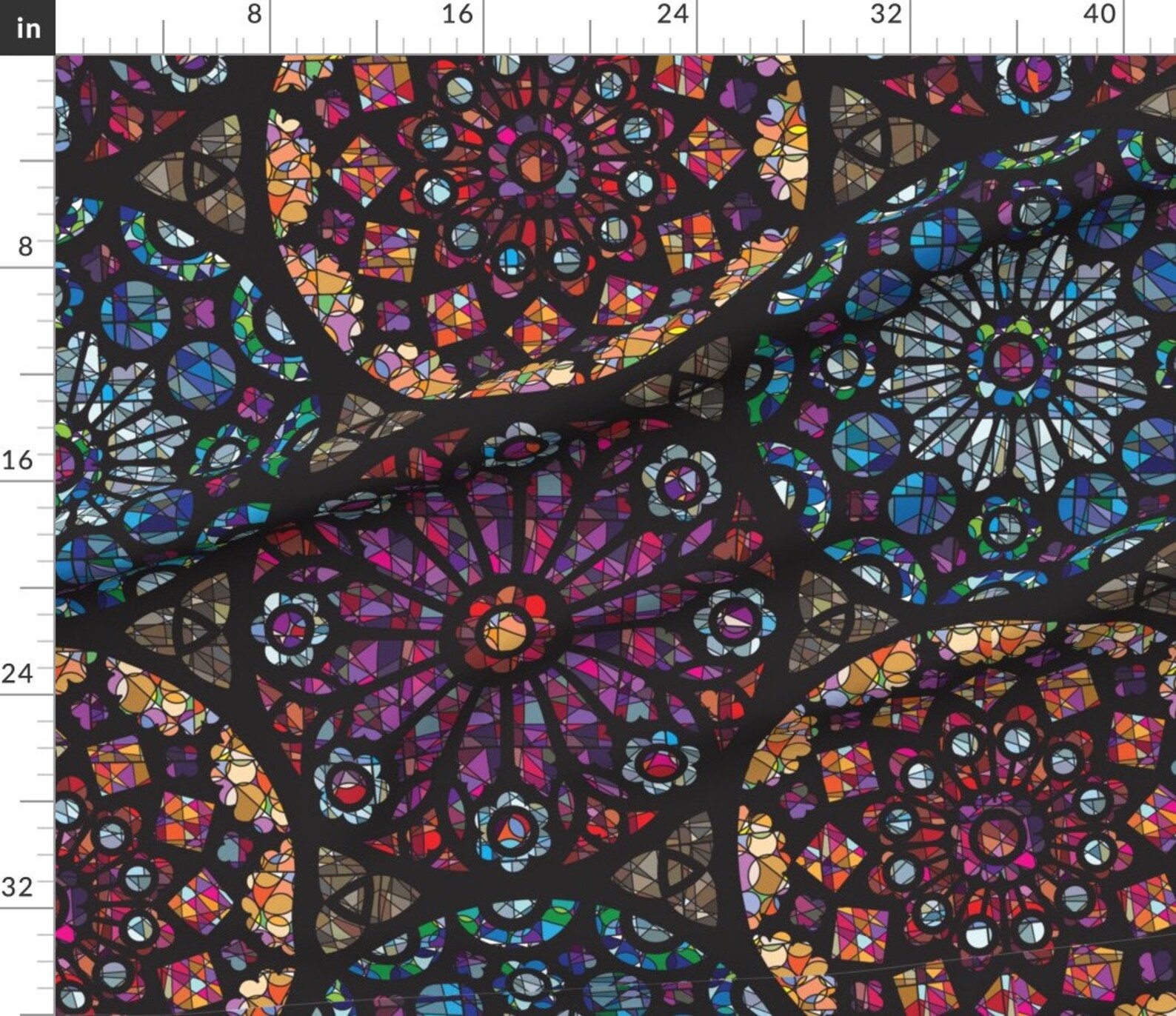 Colorful Stained Glass Fabric Stained Glass Rose large Etsy