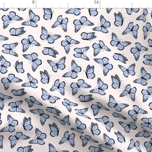 Monarch Butterfly Fabric - Monarch Butterflies By Littlearrowdesign - Blue Black Beige Nature Cotton Fabric By The Yard With Spoonflower