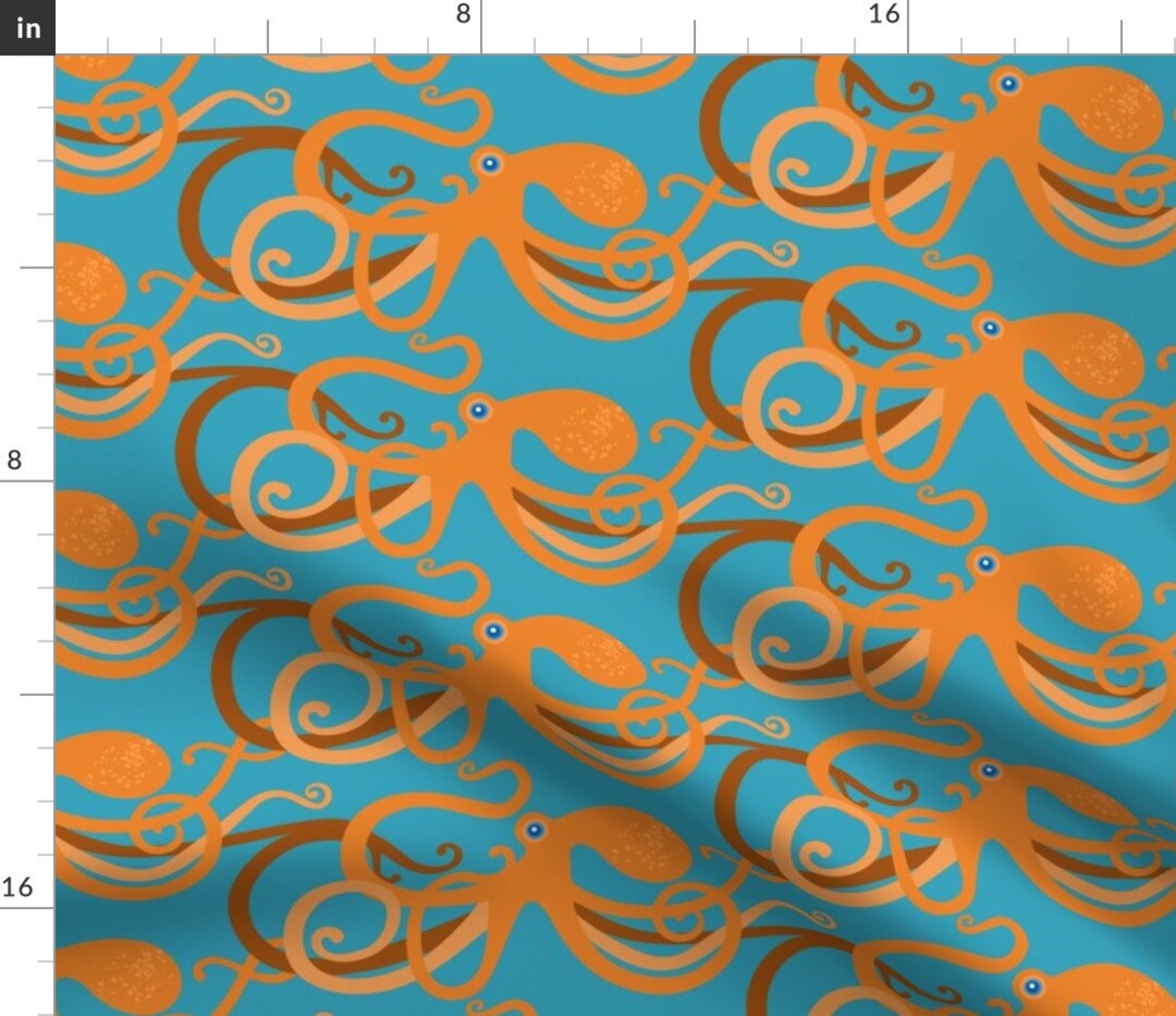 Orange Octopus Fabric Octopus Swirl by Mariafaithgarcia Etsy
