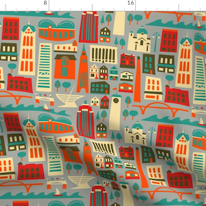 Milwaukee Fabric - My Fair Milwaukee By Allisonbeilkedesigns - Cityscape Wisconsin Town Buildings Cotton Fabric By The Yard With Spoonflower
